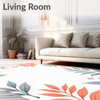 Coral And Grey Leaf Pattern Rug