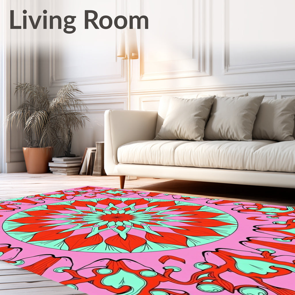 Bold Floral Mandala Pattern Rug