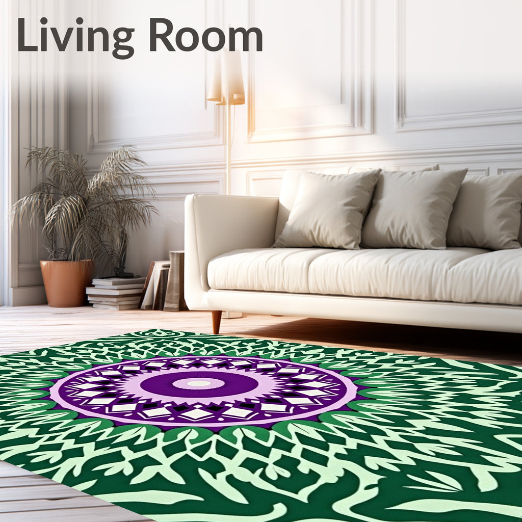 Intricate Floral Mandala Pattern Design Rug