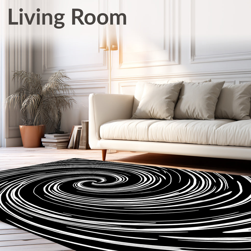 Monochromatic Swirl Line Pattern Rug