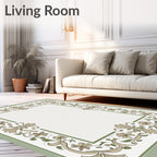 Floral Scrollwork Inspired Border Design Rug