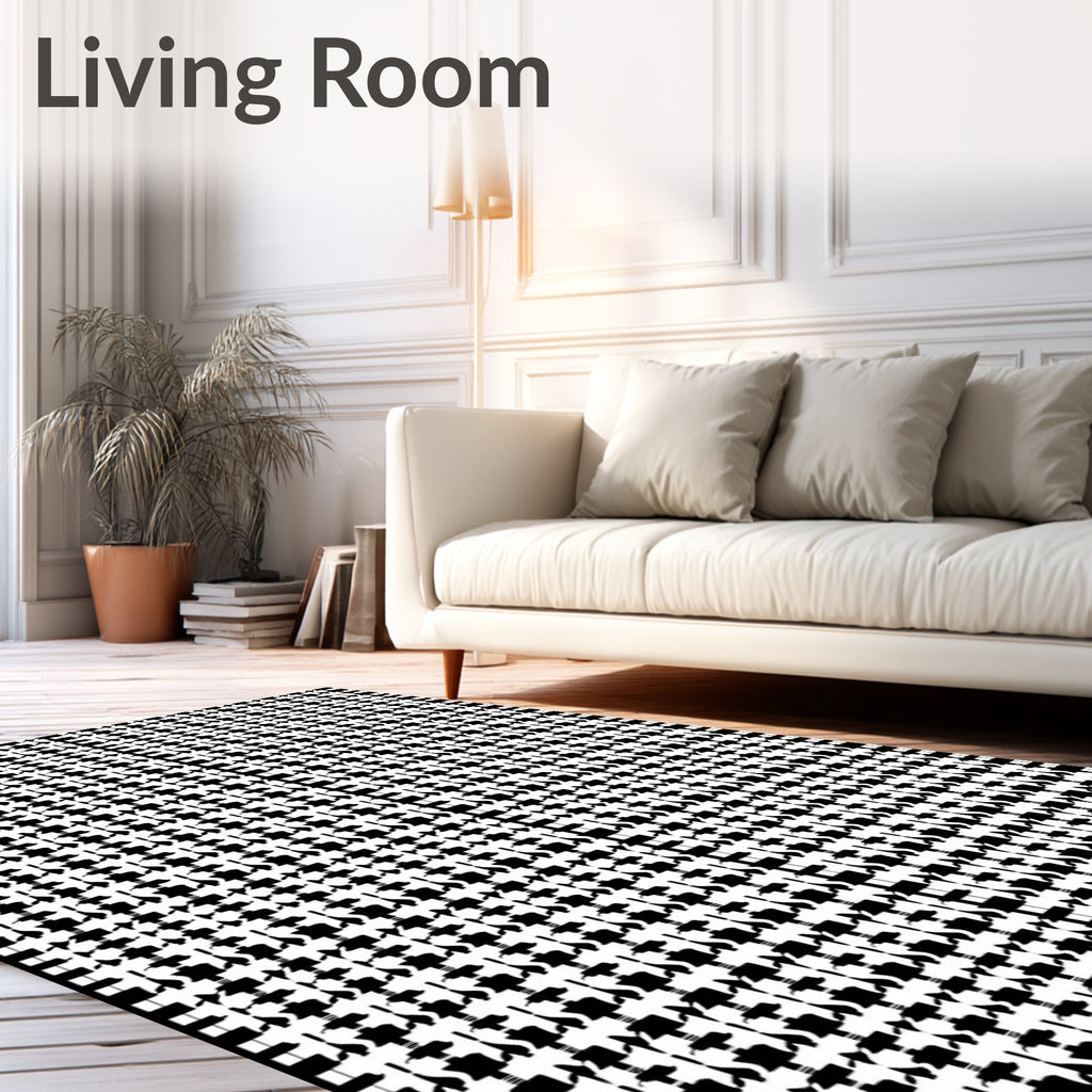 Classic Houndstooth Pattern Rug