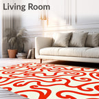 Abstract Swirls Red Pattern Rug