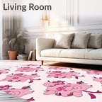 Pink Floral Sketch Pattern Design Rug