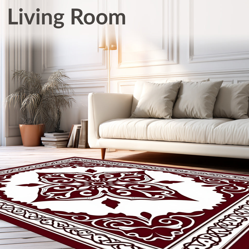 Deep Red Ornate Medallion Rug