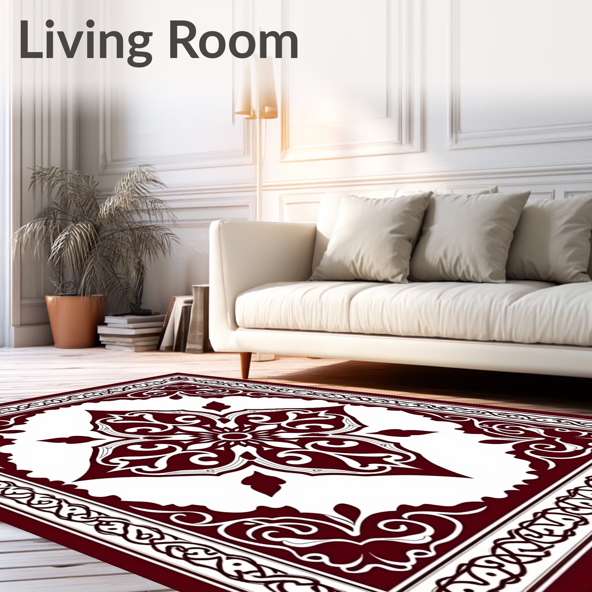 Deep Red Ornate Medallion Rug