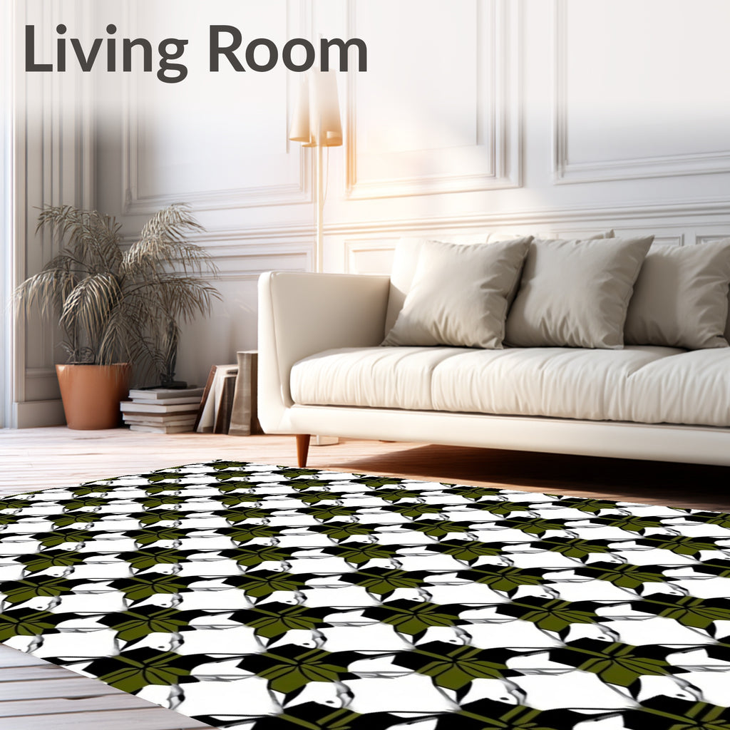 Geometric Leaf Bow Pattern Rug