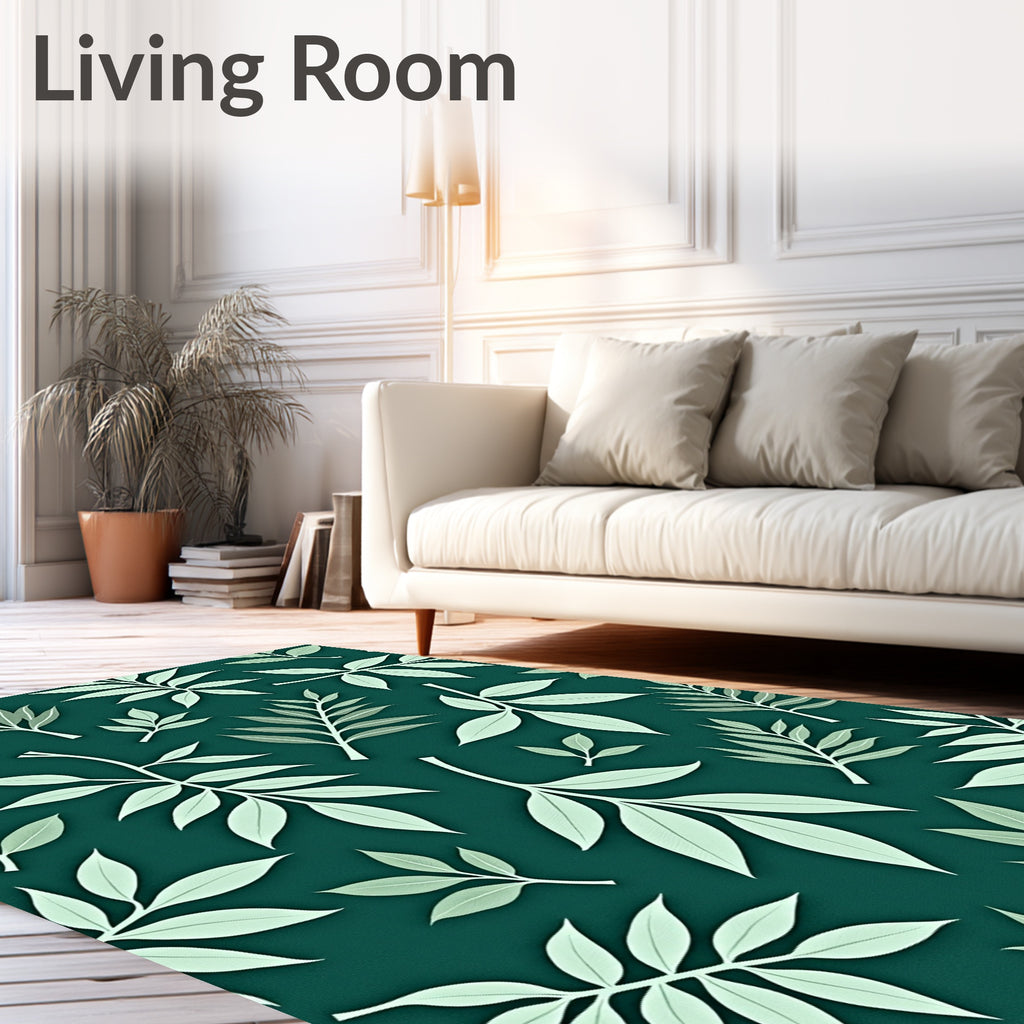 Greenery Leaf Patterned Textile Design Rug