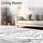 Abstract Swirls Light Gray Design Rug