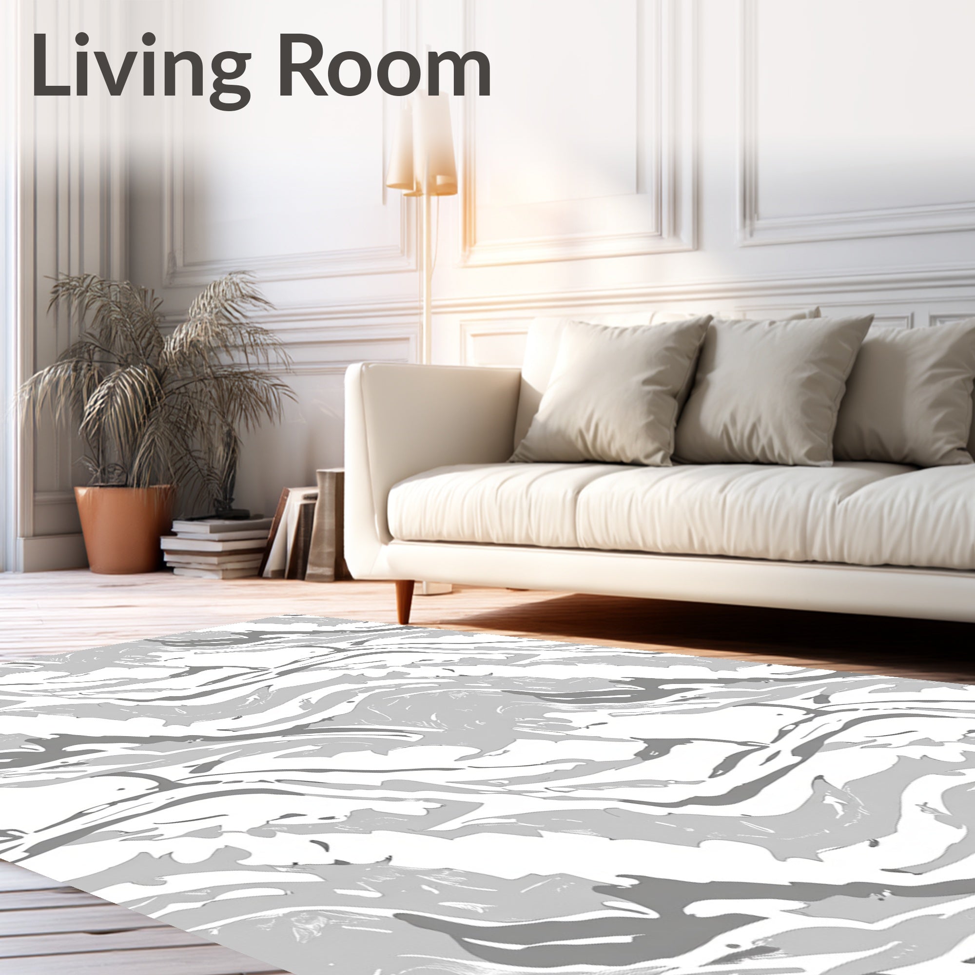 Abstract Swirls Light Gray Design Rug