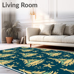 Gold Pine Trees Starry Night Abstraction Rug