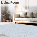Delicate Blue Swirl Pattern Rug