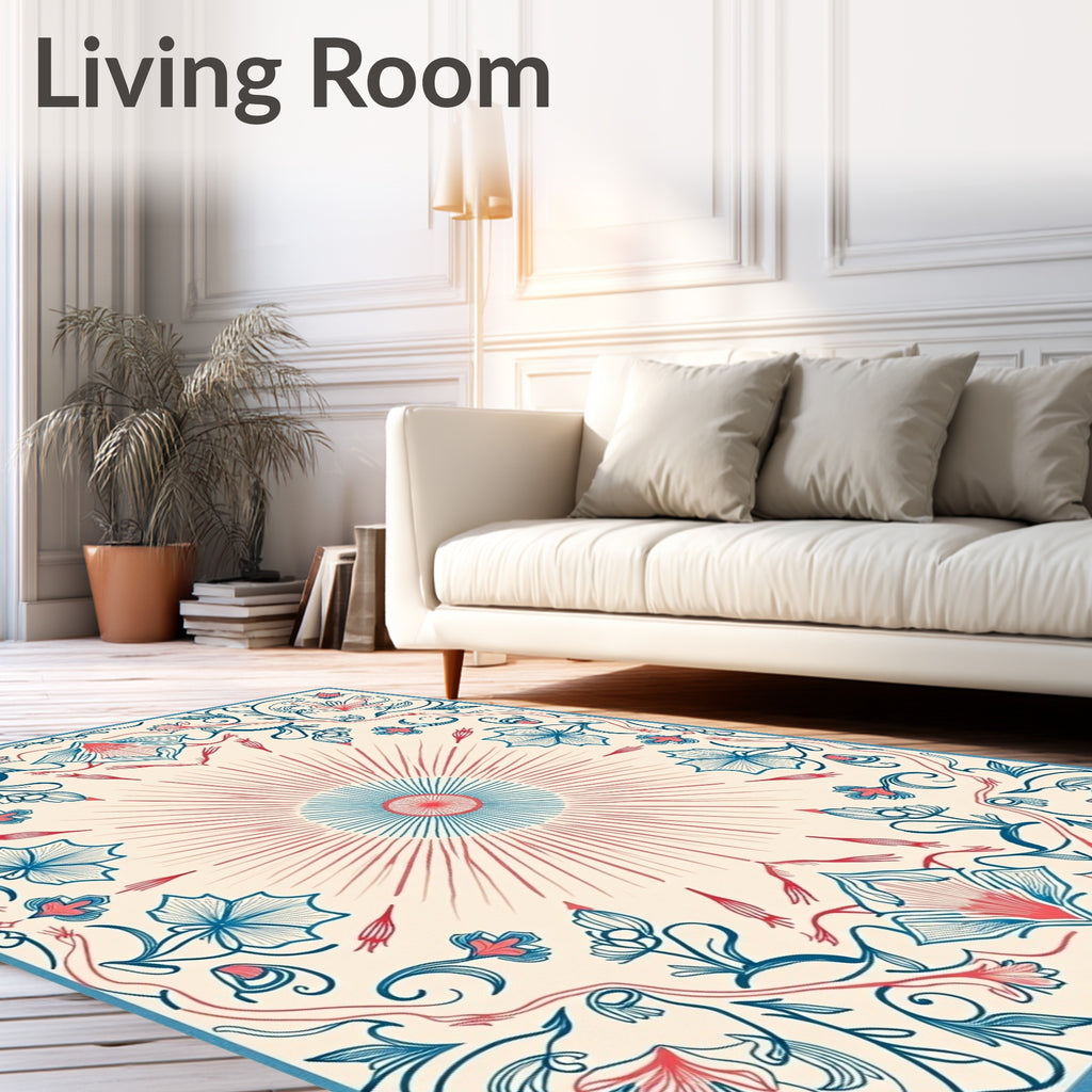 Vintage Floral Sunburst Pattern Rug