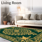 Elegant Gold Floral Mandala Design Rug