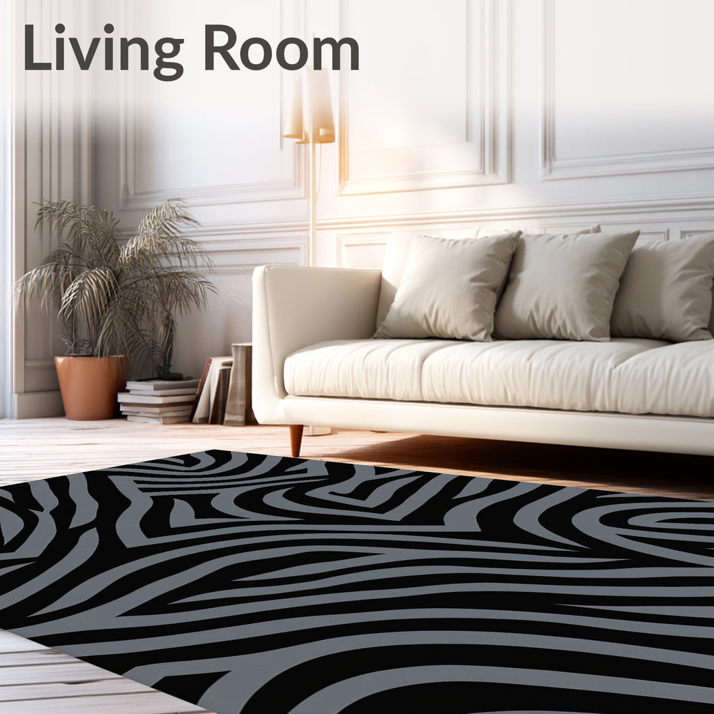 Monochrome Abstract Zebra Pattern Rug