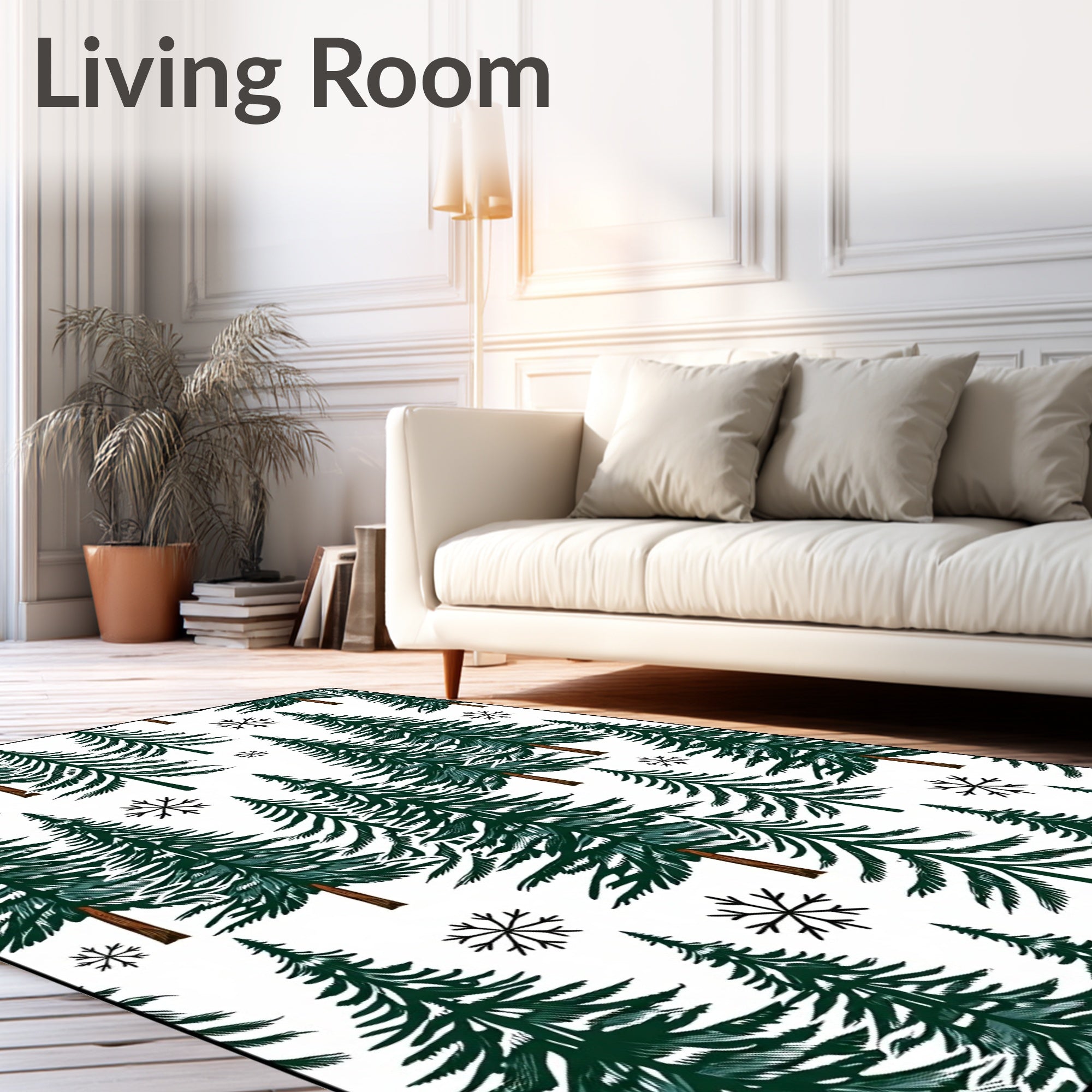Evergreen Forest Snowflakes Rug