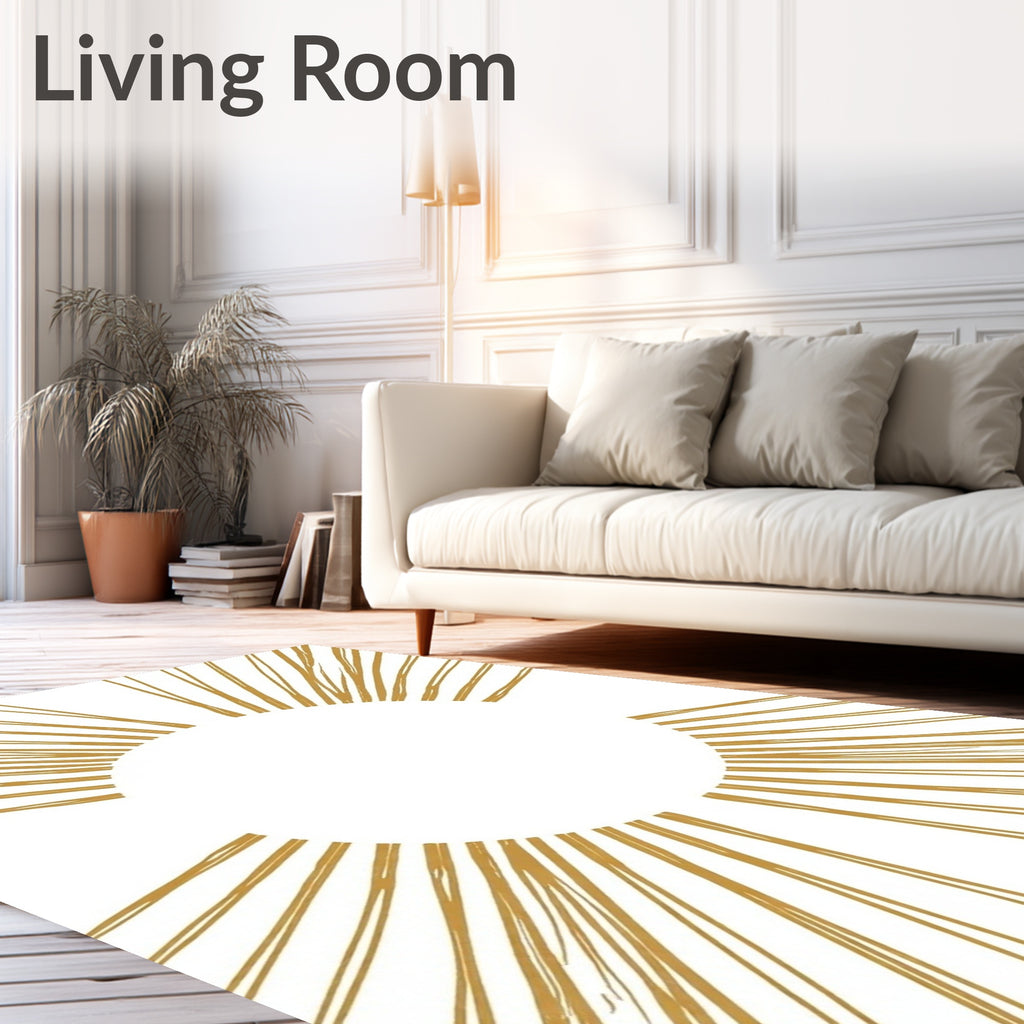 Golden Sunburst Rays Graphic Rug