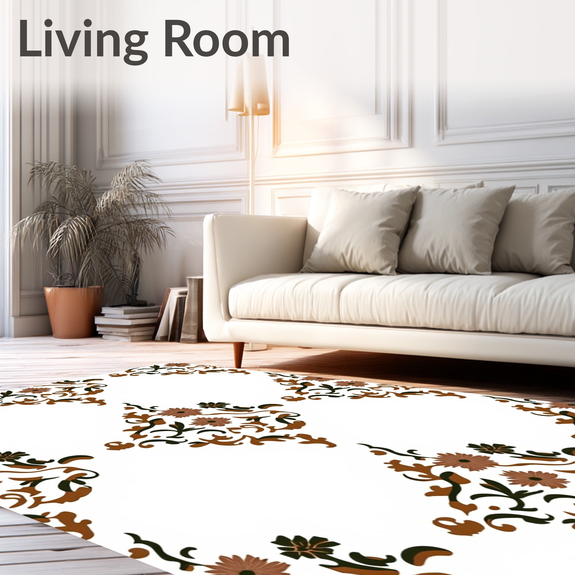 Ornate Floral Vine Pattern Rug