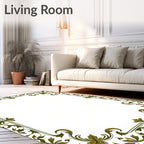 Ornate Floral Scroll Border Design Rug