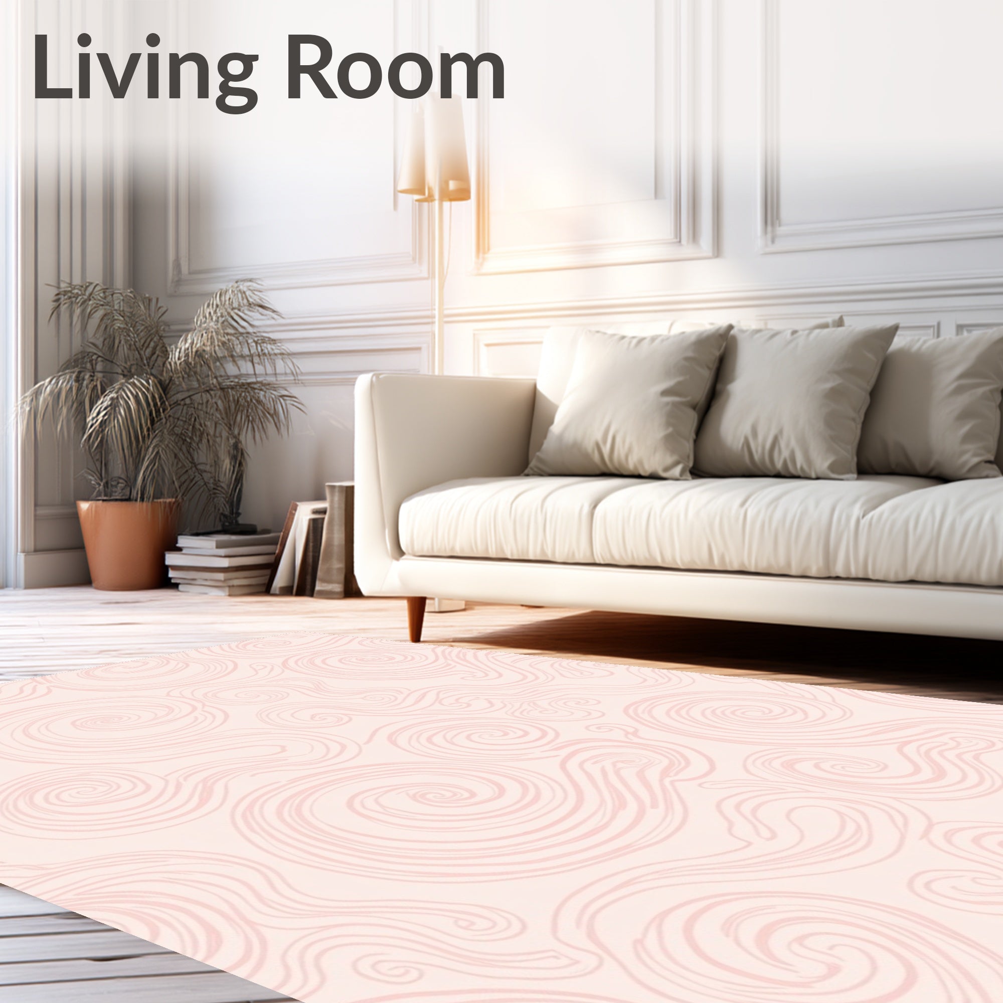Soft Pink Swirl Pattern Design Rug