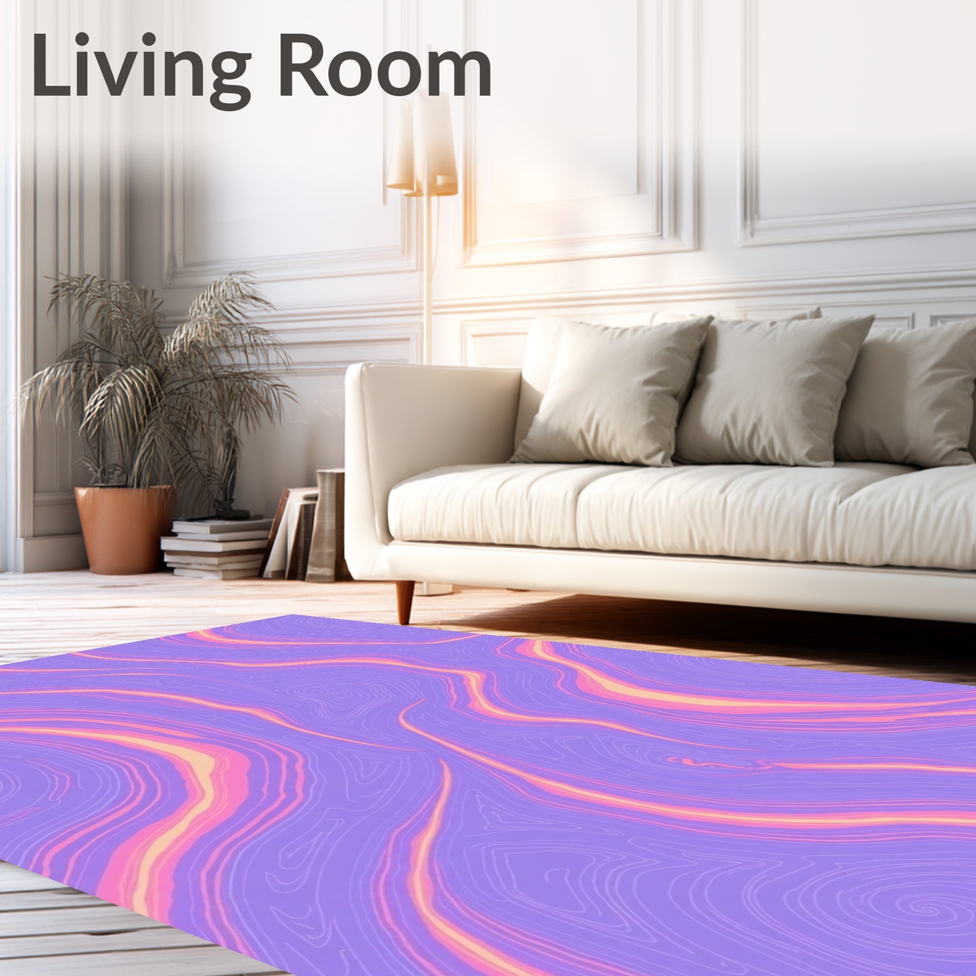 Pastel Swirl Lines Abstract Pattern Rug