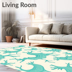 Abstract Teal Cream Organic Shapes Rug