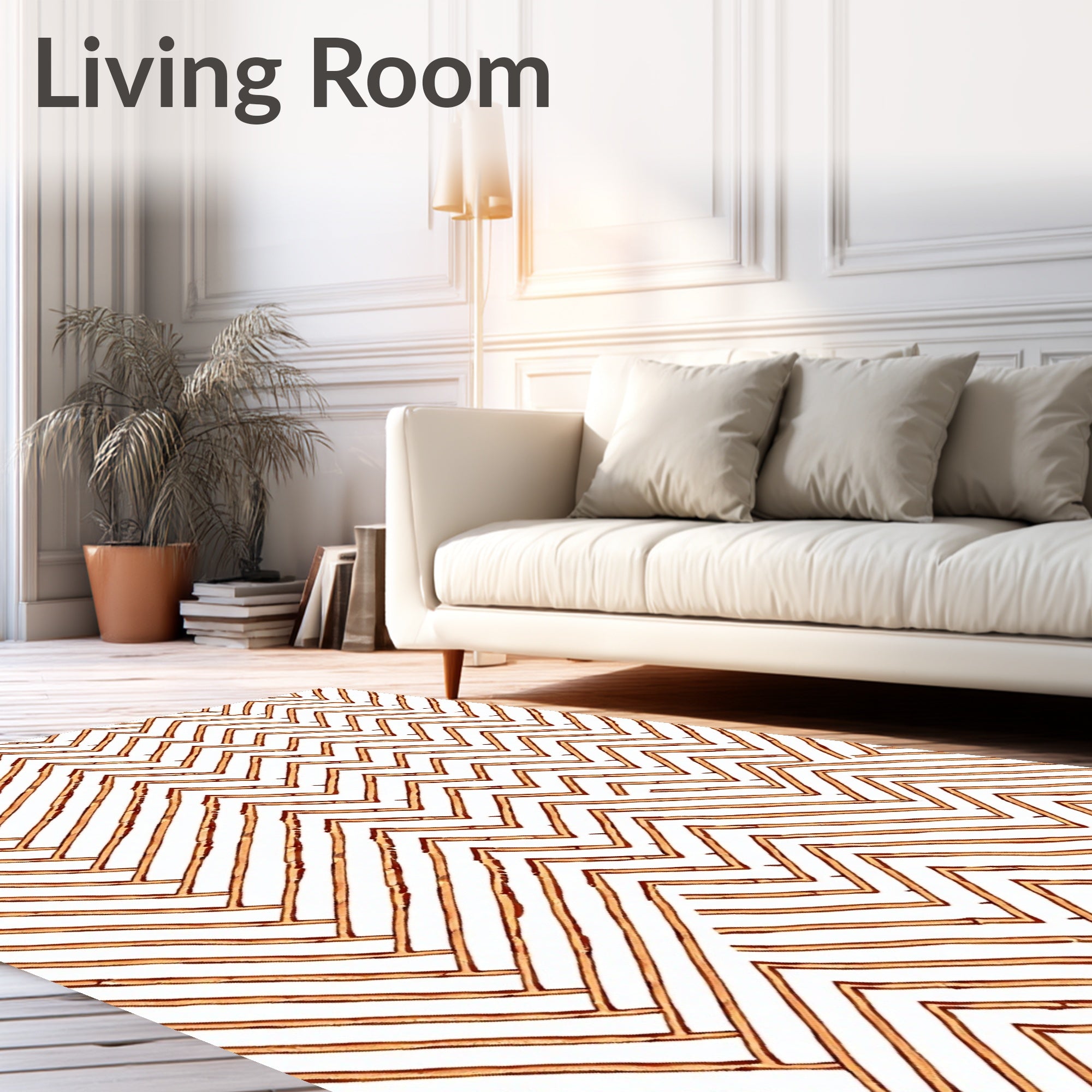 Rustic Woven Herringbone Pattern Rug