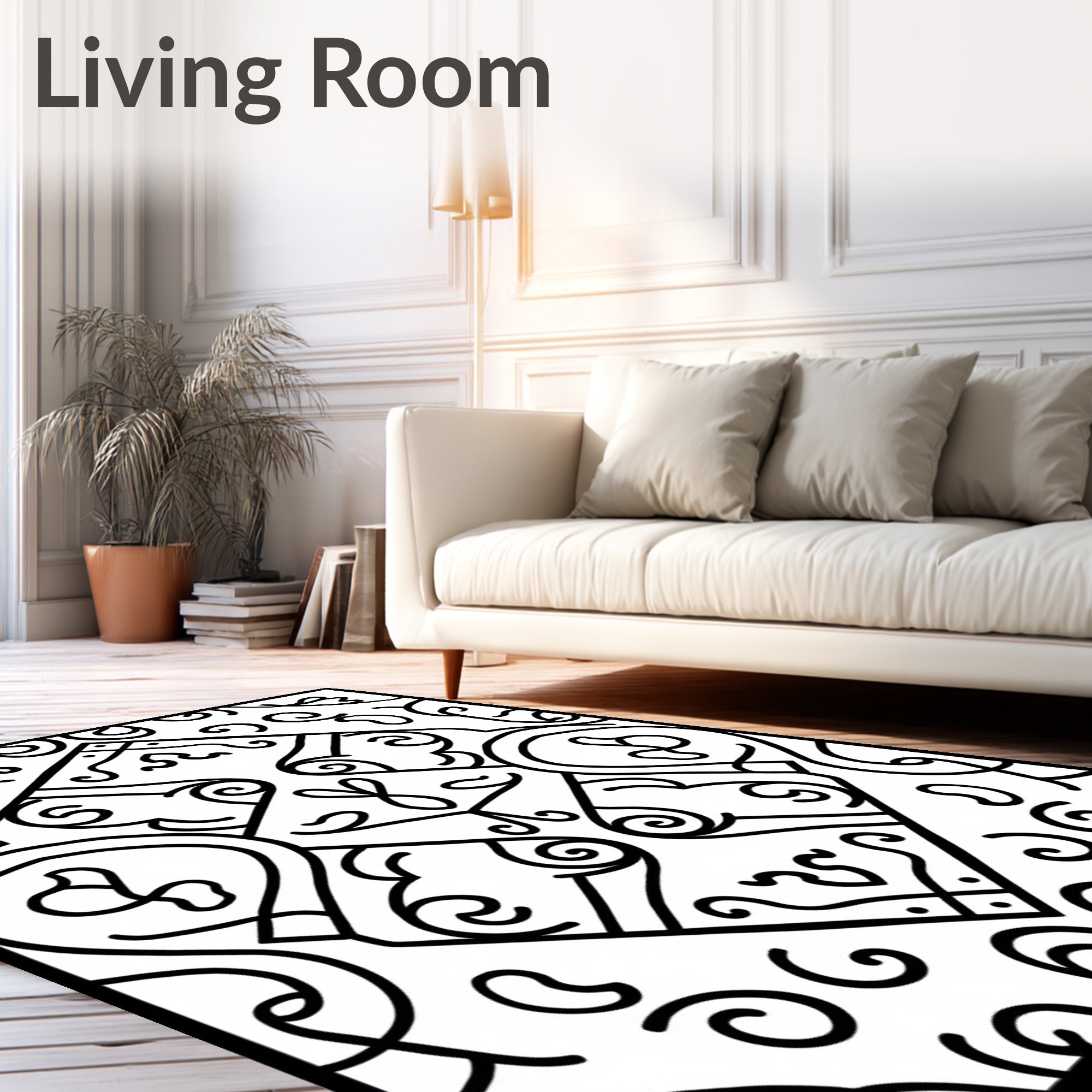 Intricate Swirls Geometric Design Rug