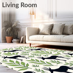African Antelope and Leaf Pattern Rug