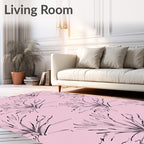 Delicate Sketchy Floral Pink Pattern Rug