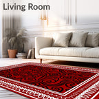 Red Black Swirling Scroll Pattern Rug
