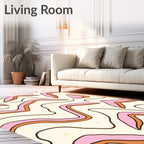 Retro Pink Orange Wavy Pattern Rug