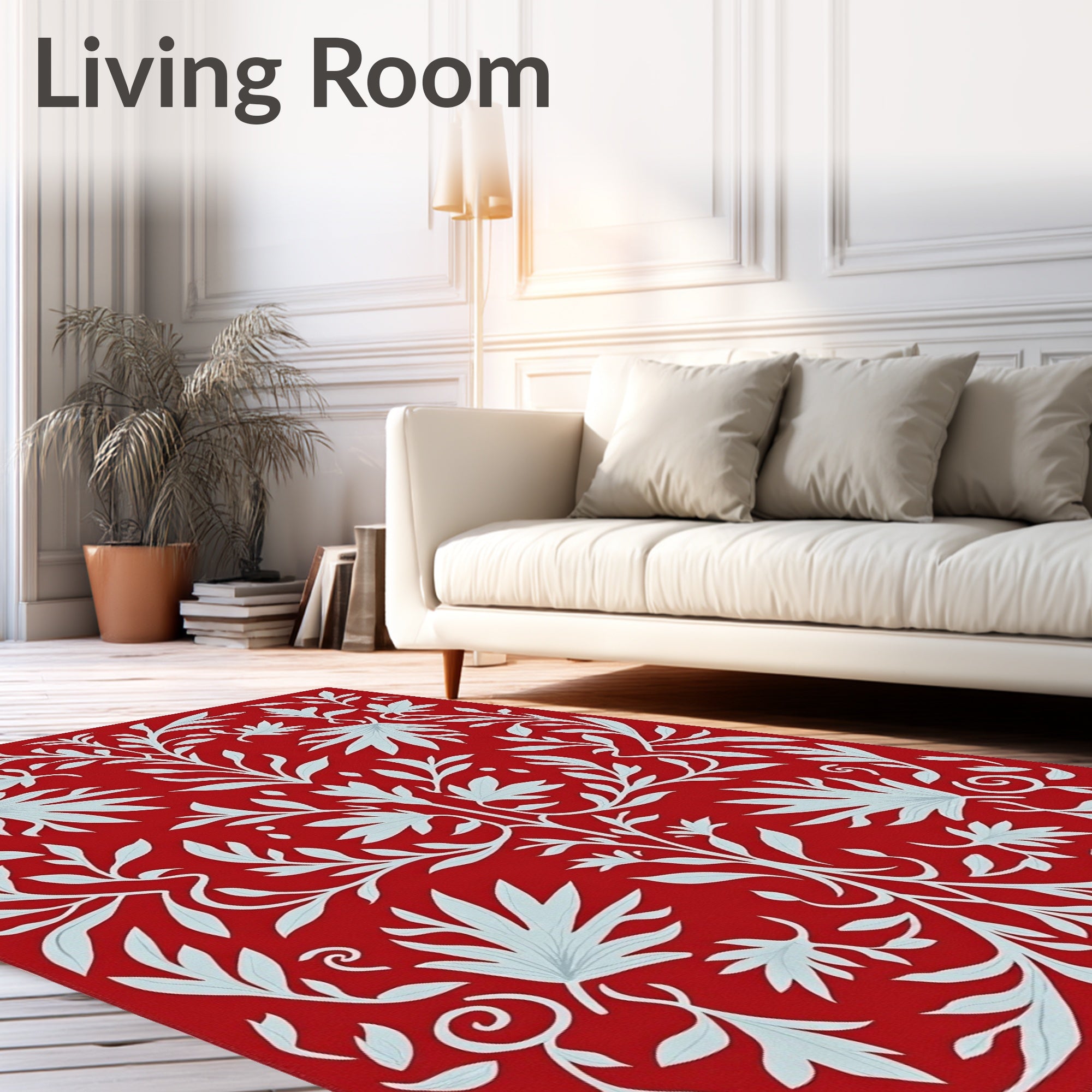 Crimson Cyan Floral Symmetry Rug