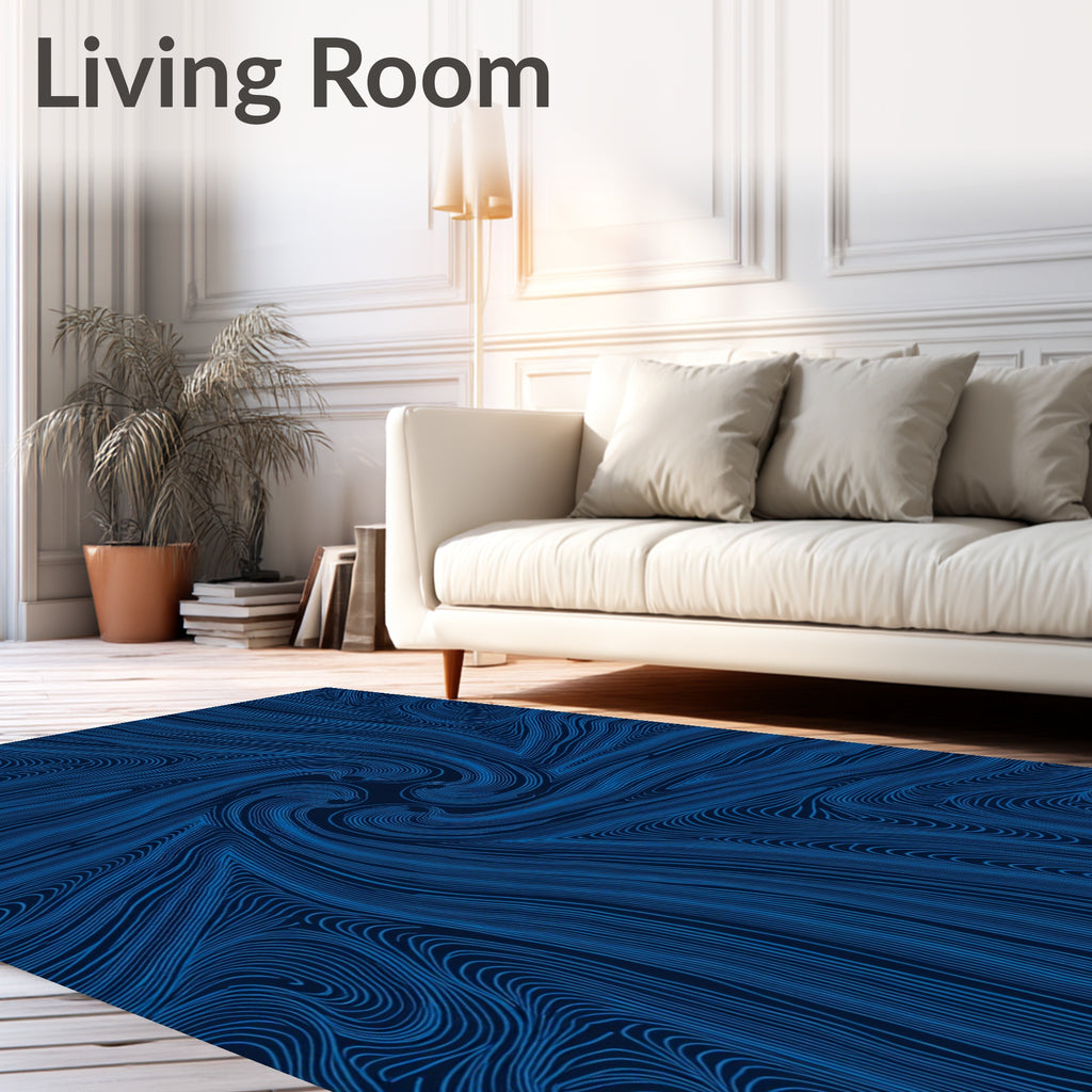 Swirl Pattern Blue Lines Rug