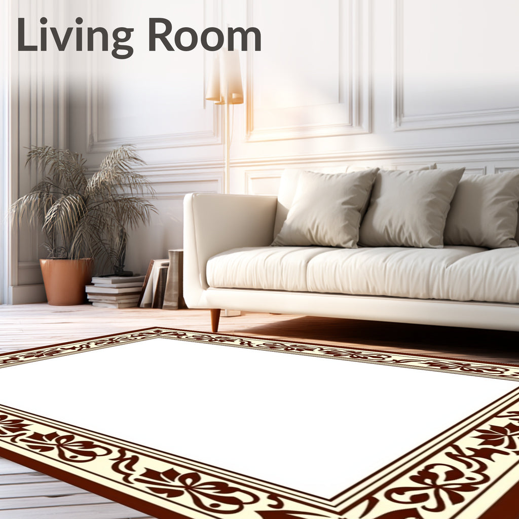 Ornate Floral Border Pattern Rug