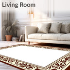 Ornate Floral Border Pattern Rug