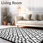 Black And White Geometric Patterned Rug