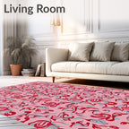 Playful Pink Red Swirl Pattern Rug