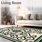 Elegant Scrollwork And Starburst Pattern Rug
