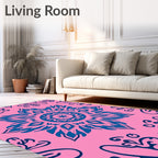 Blue Floral Mandala Pattern Rug