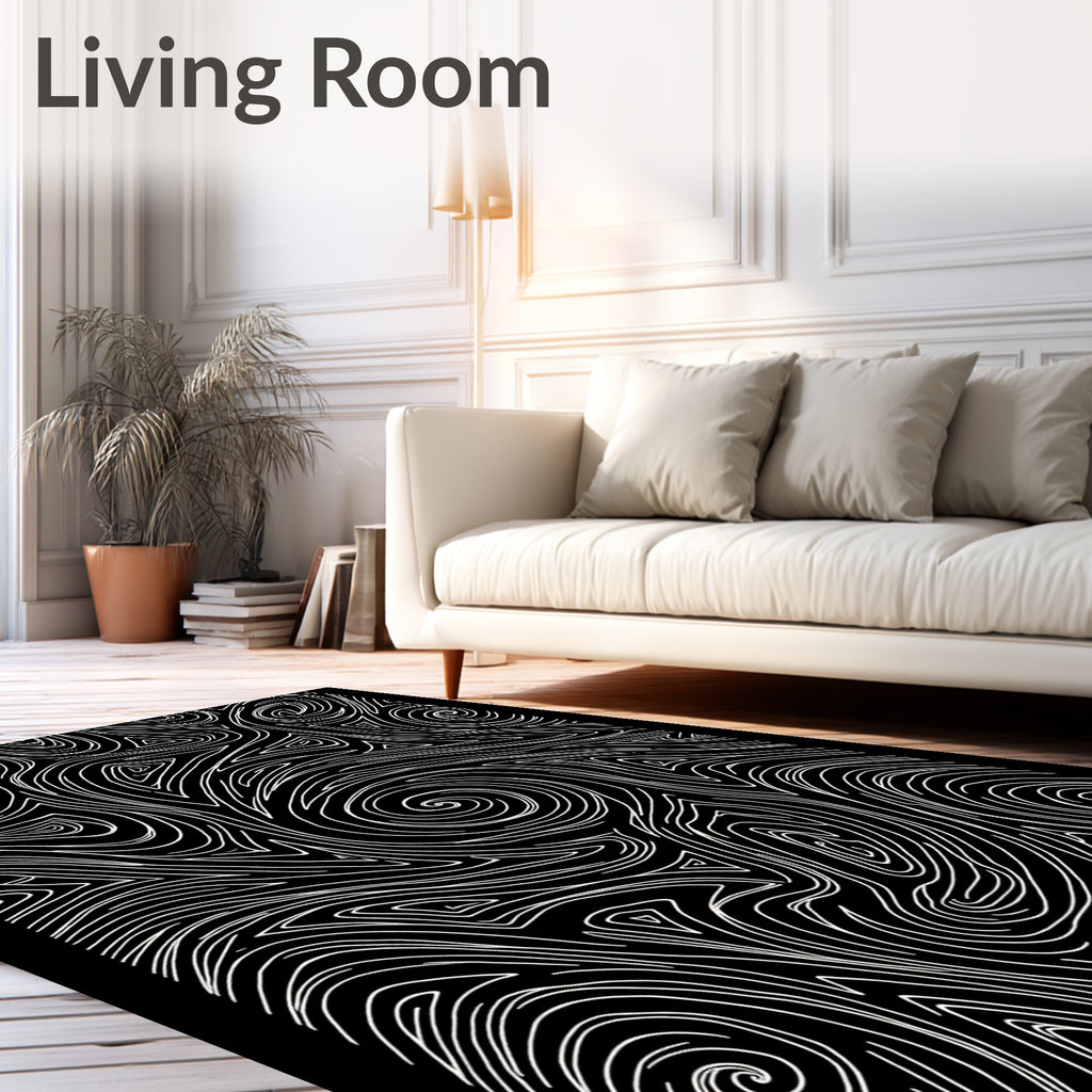 Abstract Swirls Organic Line Art Design Rug