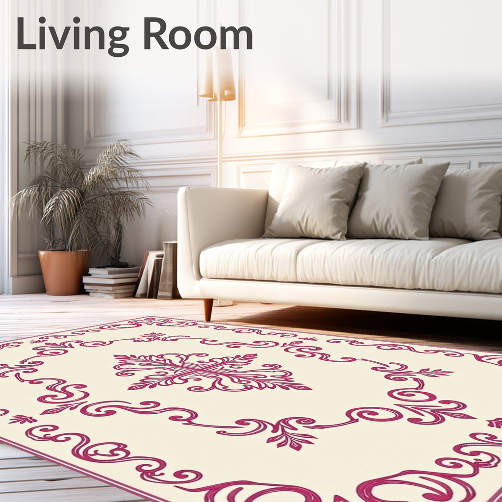 Elegant Floral Scrollwork Pattern Rug