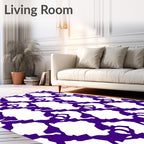 Purple White Irregular Pattern Rug