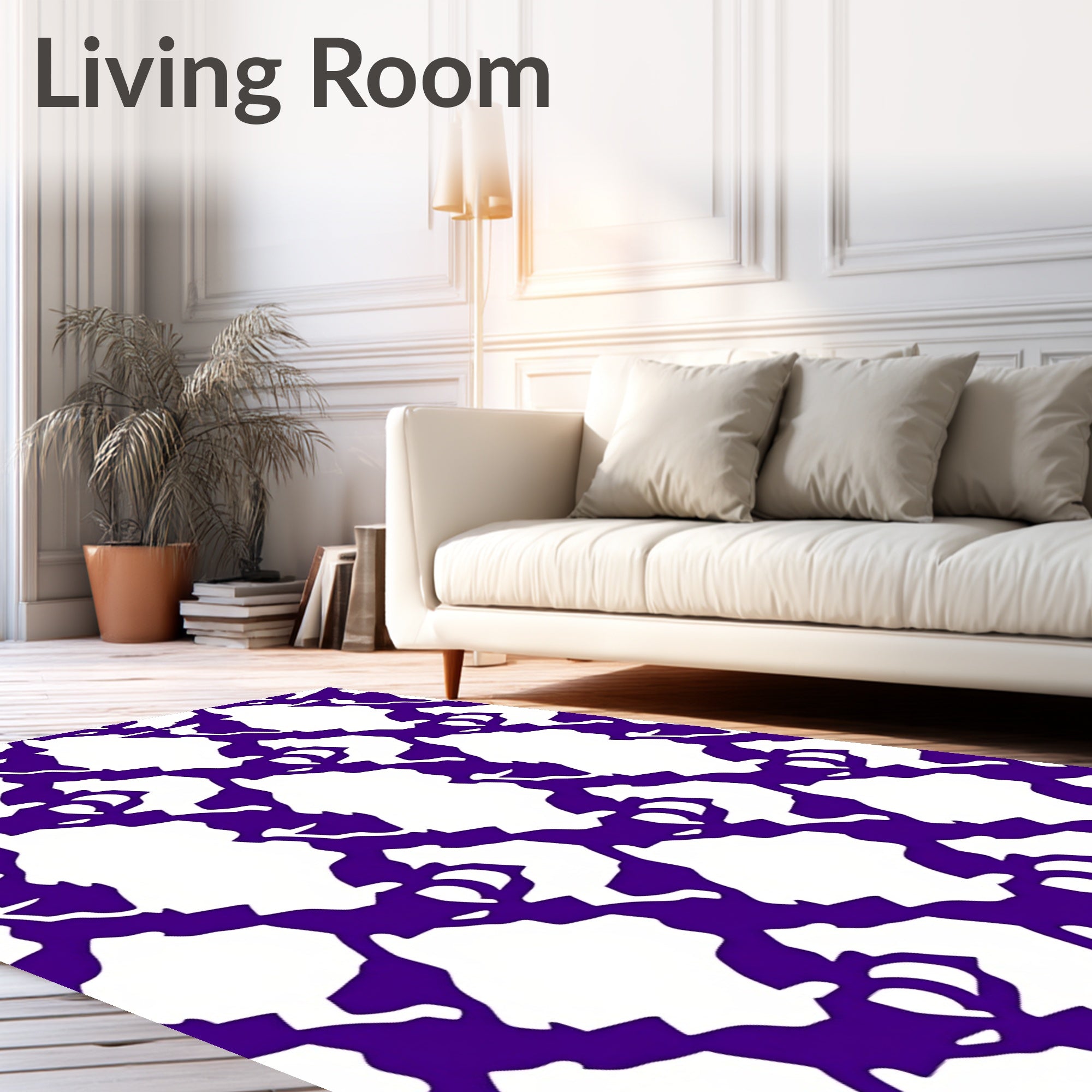 Purple White Irregular Pattern Rug