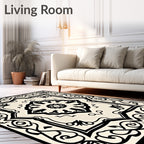 Intricate Floral Scrollwork Medallion Design Rug