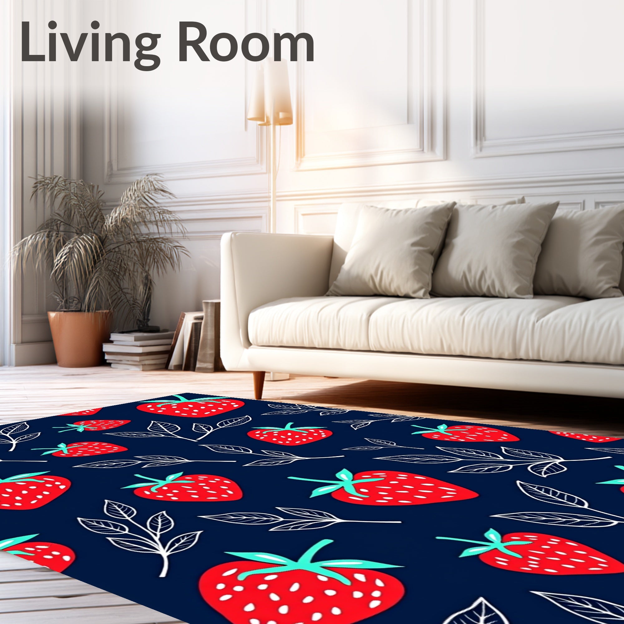Red Strawberry Leaf Pattern Design Rug