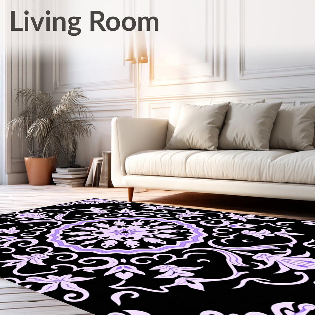 Floral Mandala Design with Lavender Accents Rug