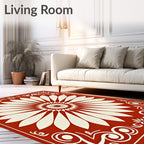 Floral Starburst Red Cream Design Rug