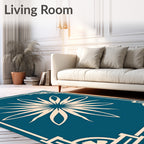 Geometric Floral Corner Frame Design Rug