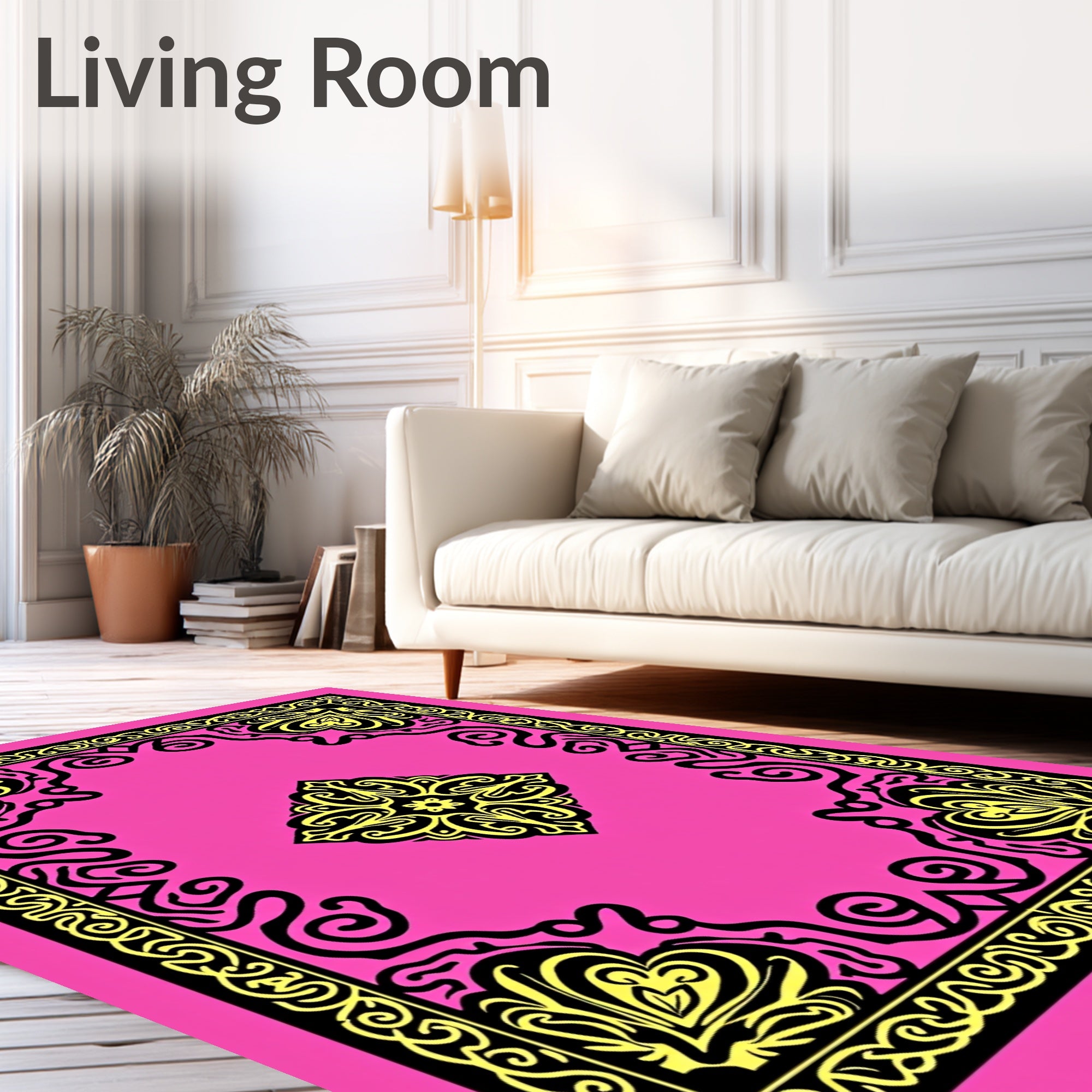 Ornate Scrollwork Floral Design Rug